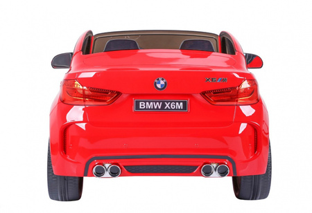 BMW X6M XXL dla 2 dzieci Czerwony + Pilot + Ekoskóra + Pasy + Wolny Start + MP3 USB + LED